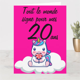 Carte anniversaire 20 ans grand format licorne xxl karte