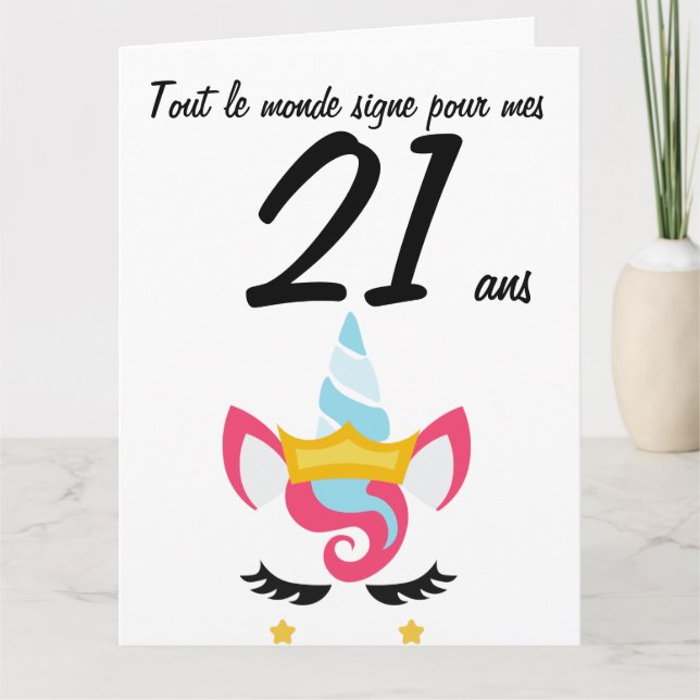 Carte anniversaire 21 ans grand format licorne xxl karte (Vorderseite)