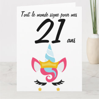 Carte anniversaire 21 ans grand format licorne xxl karte