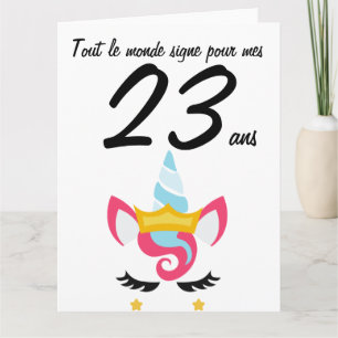 Carte anniversaire 23 ans grand format licorne xxl karte