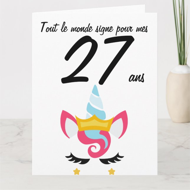 Carte anniversaire 27 ans grand format licorne xxl karte (Vorderseite)