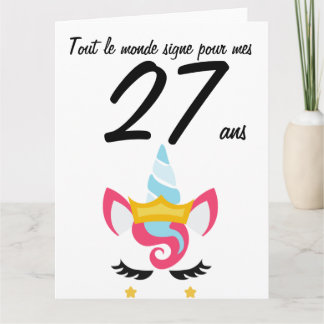 Carte anniversaire 27 ans grand format licorne xxl karte