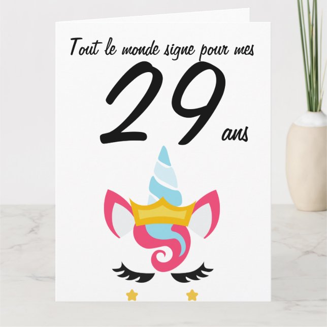 Carte anniversaire 29 ans grand format licorne xxl karte (Vorderseite)