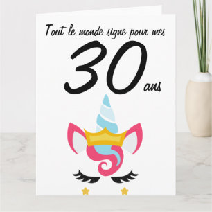 Carte anniversaire 30 ans grand format licorne xxl karte