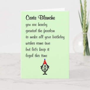 Carte Blanche A Funny Happy Birthday Gedicht Karte