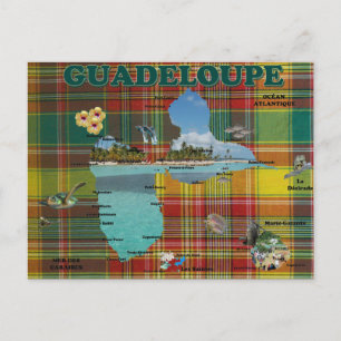 Carte de la Guadeloupe en madras Postkarte
