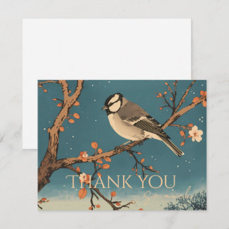Carte De Remerciements Moonlit Bird on Blossom Bra Dankeskarte