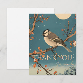 Carte De Remerciements Moonlit Bird on Blossom Bra Dankeskarte