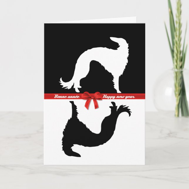 Carte de voeux Barzoï YIN Feiertagskarte (Vorderseite)