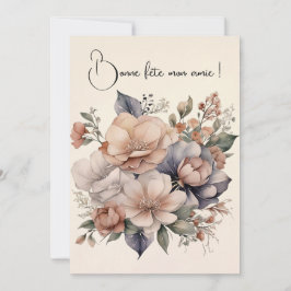 Carte de voeux simple Boho mon jardin fleuri Karte