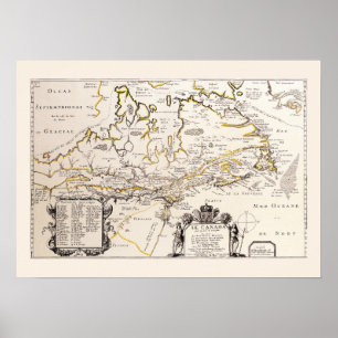 Carte Française Canada (Québec) par Champlain 1677 Poster