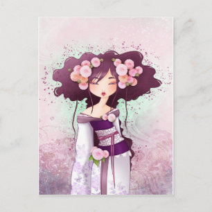 Carte geisha dahlia postkarte