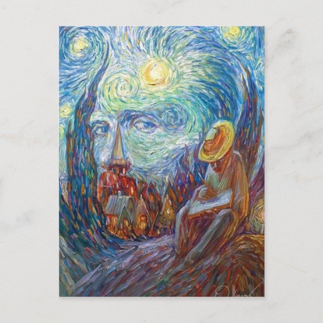 Carte illusion Van Gogh nuit Postkarte (Vorderseite)