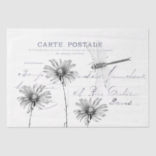 Carte Postale Blume Dragonfly Decoupage Seidenpapier