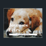 Carte postale Foto Retro Joyeuses Fêtes Postkarte<br><div class="desc">Unter typografie élégante et retro pour cette carte postale Foto à customiser avec votre Foto de famille préférée.</div>