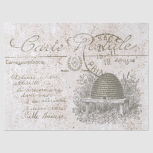 Carte Postale Französisch Script Beehive Skep Deco Seidenpapier