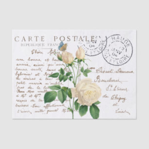 Carte Postale Französische Script Rose Blume Butte Seidenpapier