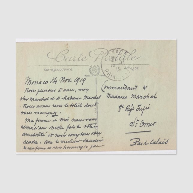 Carte Postale Monaco Vintag Französisch Grün Seidenpapier (Vorderseite)