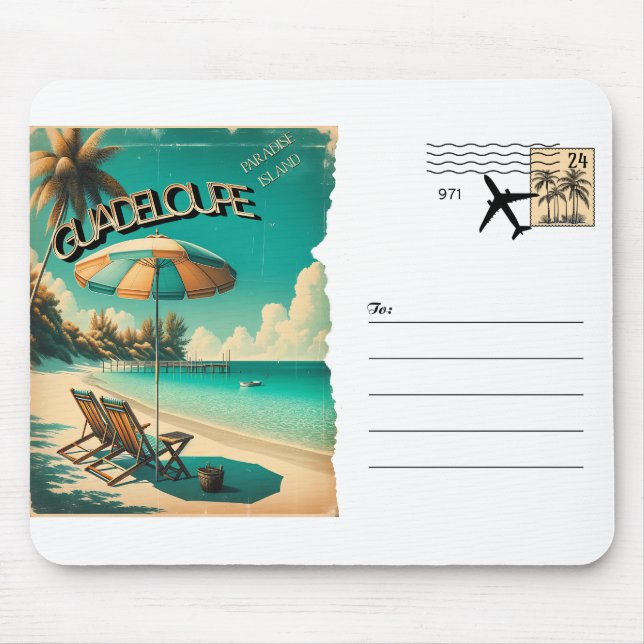 Carte Postale Rétro Guadeloupe Plage Exotique Mousepad (Vorne)