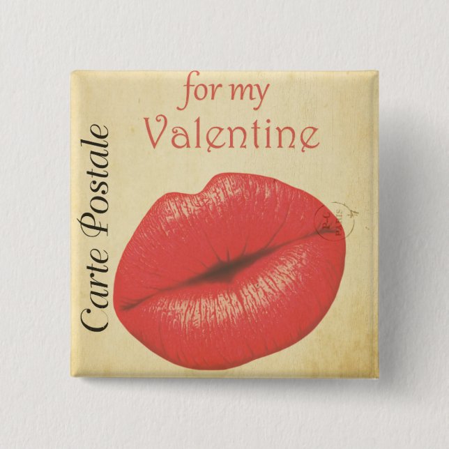 Carte Postale Valentine Kiss Button (Vorderseite)
