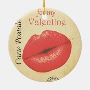 Carte Postale Valentine Kiss Keramik Ornament