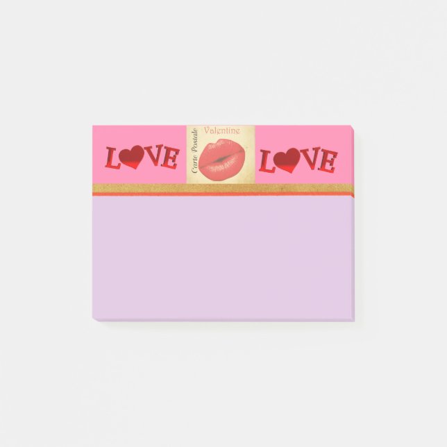 Carte Postale Valentine Kiss Post-It-Notes Post-it Klebezettel (Vorderseite)