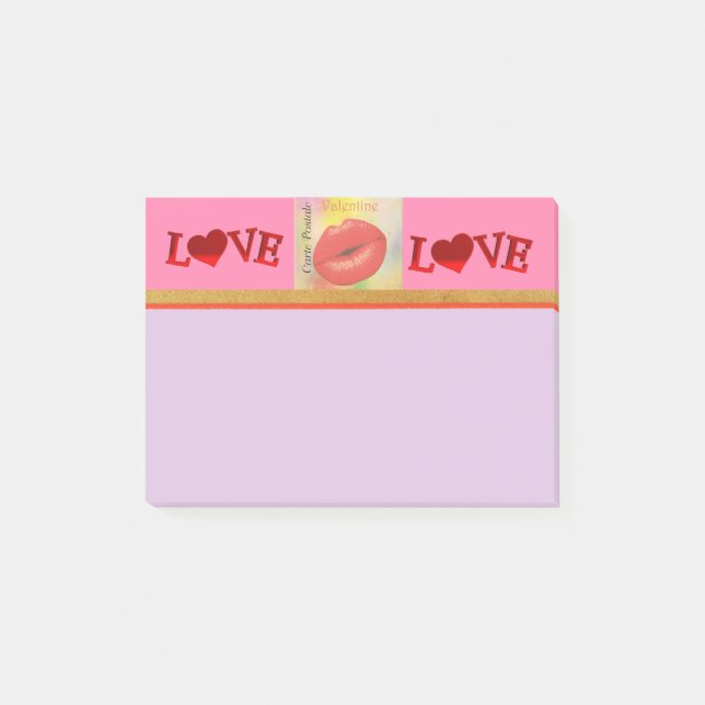 Carte Postale Valentine Kiss Post-It-Notes Post-it Klebezettel (Vorderseite)