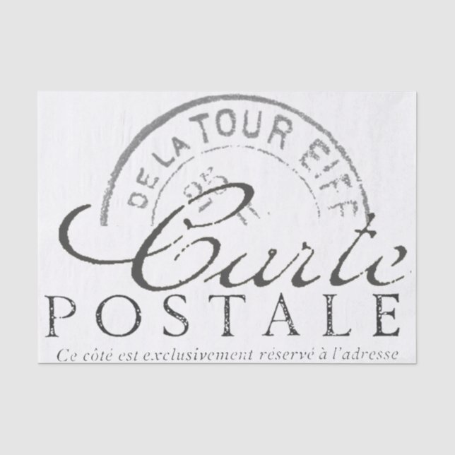Carte Postale Vintag Decoupage Paris Text Seidenpapier (Vorderseite)