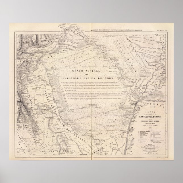 Carte, Provinz Santiago del Estero Poster (Vorne)