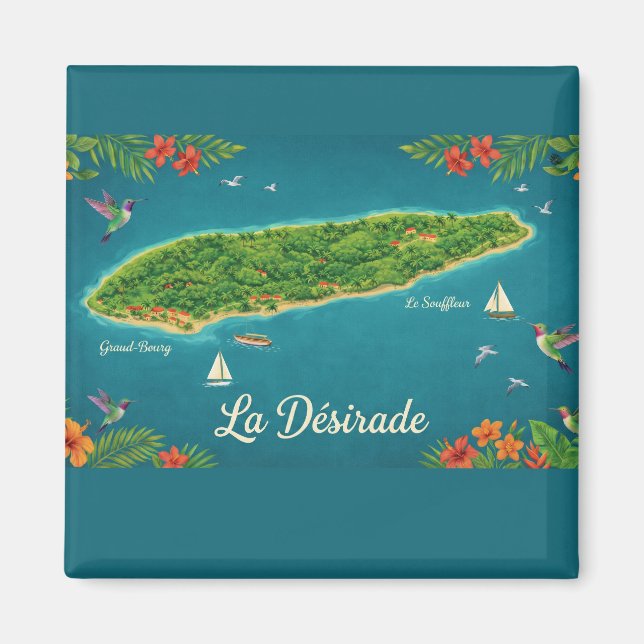 Carte Tropicale La Désirade, Guadeloupe Magnet (Vorne)