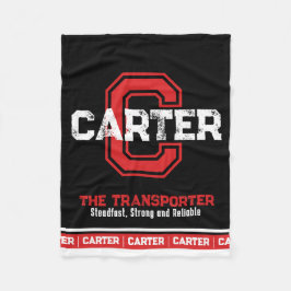 Carter Name bedeutet Sportmonogramm schwarz rot Fleecedecke