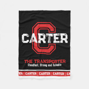 Carter Name bedeutet Sportmonogramm schwarz rot Fleecedecke