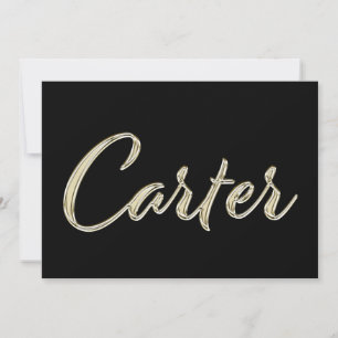 Carter Name white gold Handwriting Karte