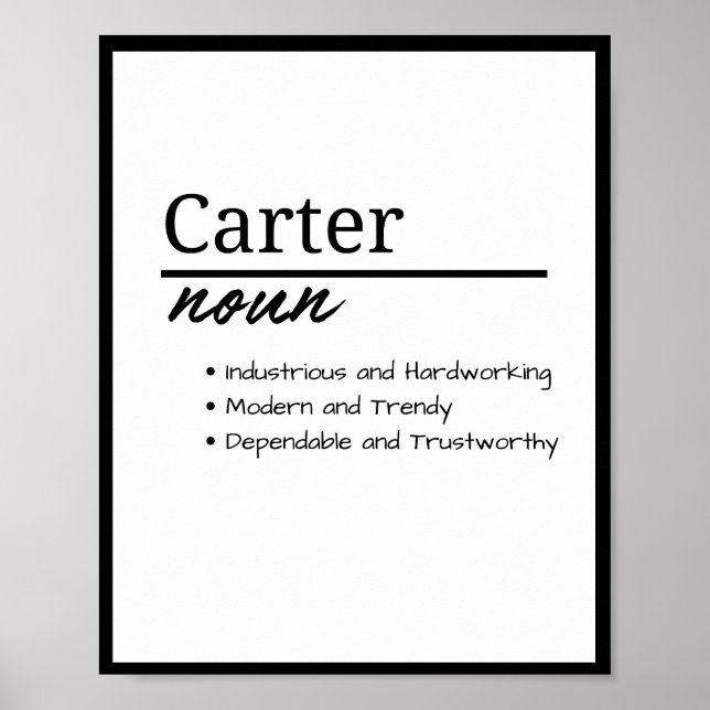 Carter, Personalisierte Bezeichnung für Junge Poster (Vorne)