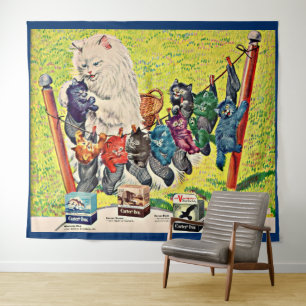 Carter’s Ink ad mama cat and kittens der 40er Jahr Wandteppich