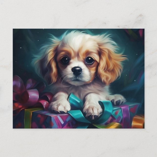 Cartes Postales Puppy Noël Postkarte (Vorderseite)