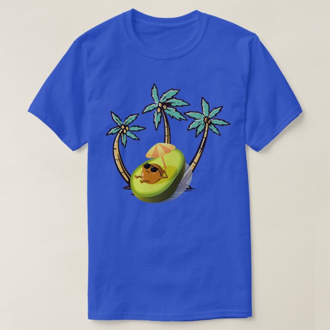 Carto avocado am Strand mit Sonnenbrille T-Shirt (Design vorne)