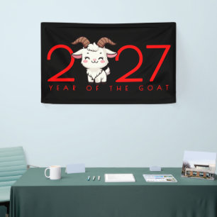Cartoon 2027 Chinesisches Neujahr des Schafs Banner
