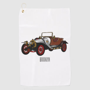 Cartoon-Abbildung 1920 des klassischen Autos Golfhandtuch
