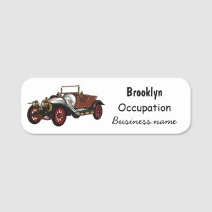 Cartoon-Abbildung 1920 des klassischen Autos Namensschild