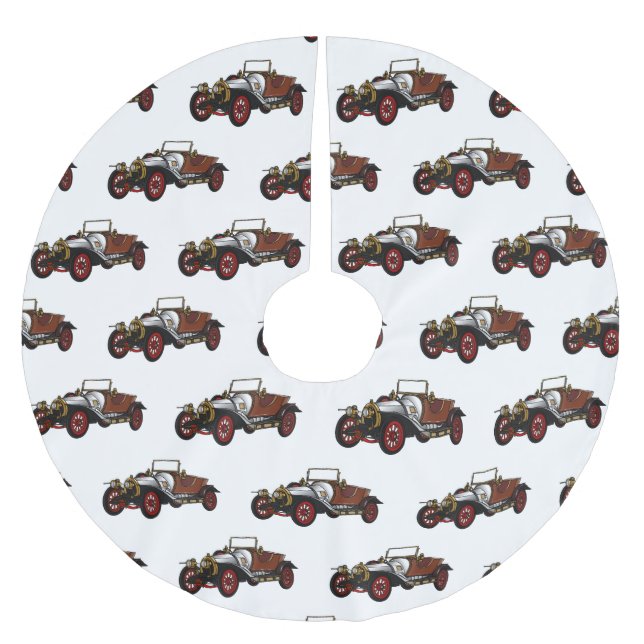 Cartoon-Abbildung 1920 des klassischen Autos Polyester Weihnachtsbaumdecke (Vorderseite)