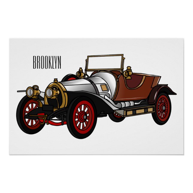 Cartoon-Abbildung 1920 des klassischen Autos Poster (Vorderseite)