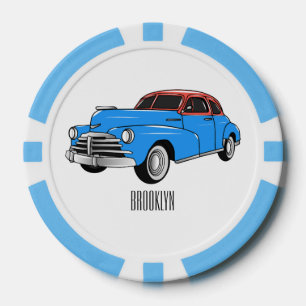 Cartoon-Abbildung 1948 des klassischen Autos Pokerchips