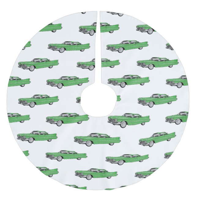 Cartoon-Abbildung 1959 des klassischen Autos Polyester Weihnachtsbaumdecke (Vorderseite)