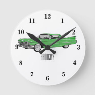 Cartoon-Abbildung 1959 des klassischen Autos Runde Wanduhr