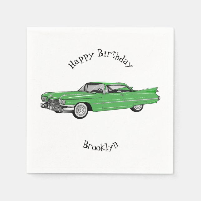 Cartoon-Abbildung 1959 des klassischen Autos Serviette (Vorderseite)