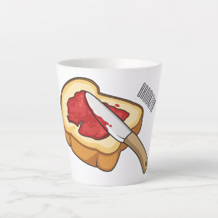 Cartoon-Abbildung Brot und Konfitüre Milchtasse