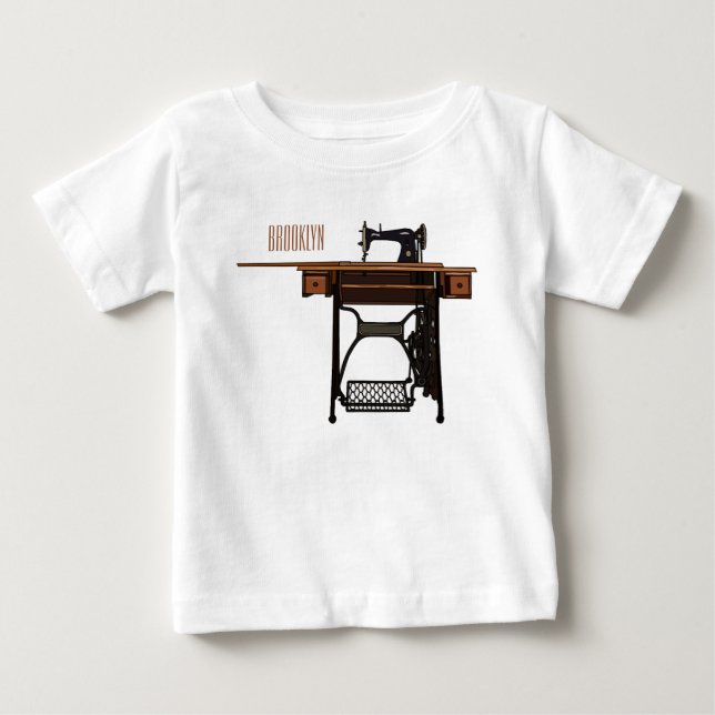 Cartoon-Abbildung der Nähmaschine Baby T-shirt (Vorderseite)