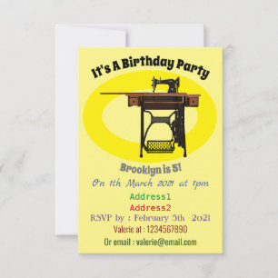 Cartoon-Abbildung der Nähmaschine Einladung
