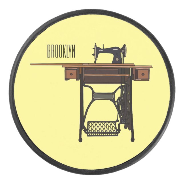 Cartoon-Abbildung der Nähmaschine Eishockey Puck (Vorderseite)